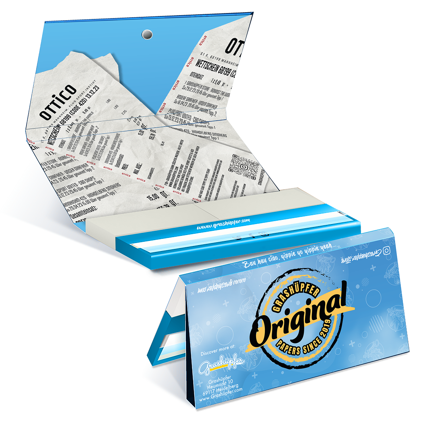 Rolling Papers mit Tray Grashüpfer Blue